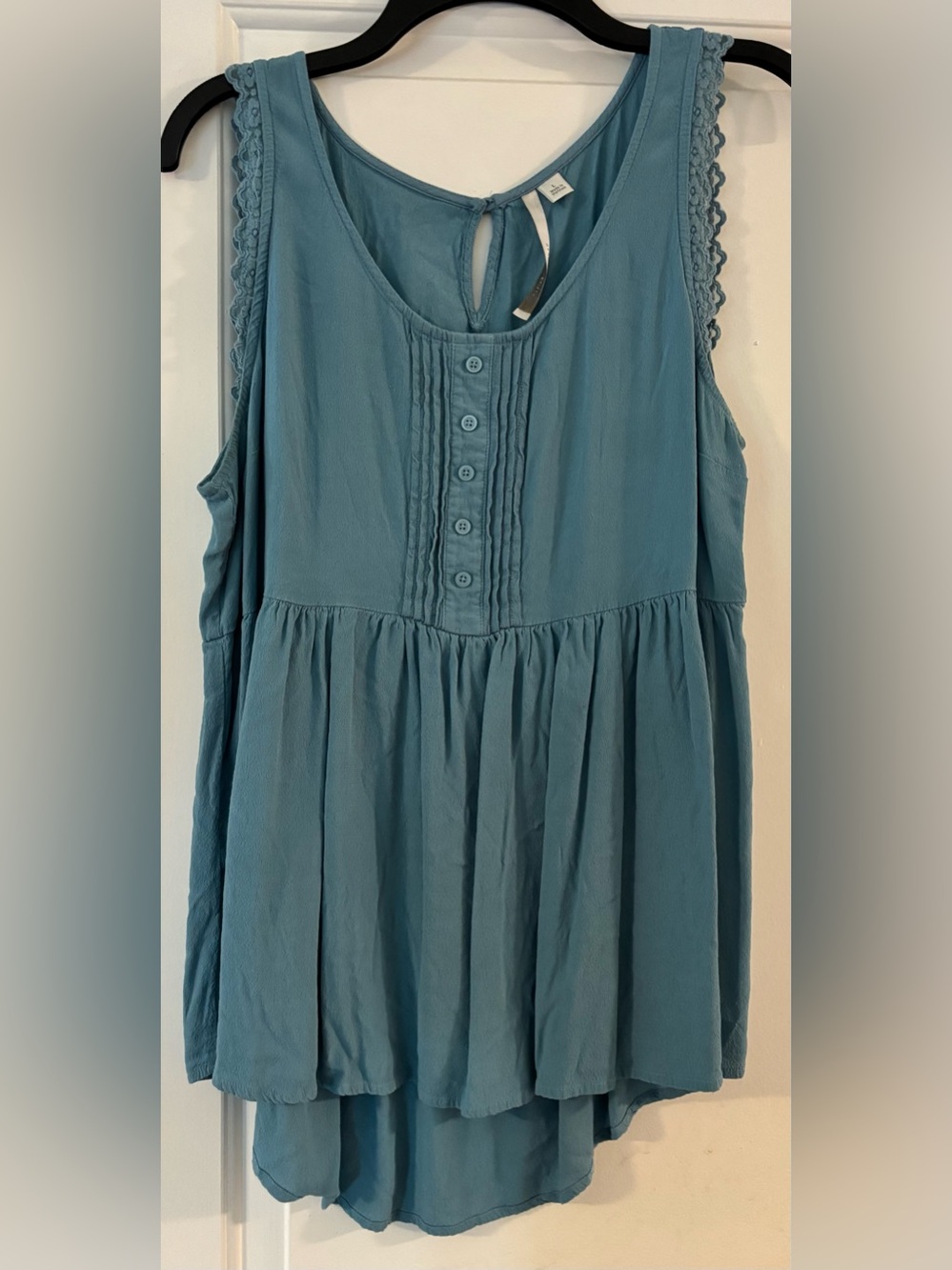 LC Lauren Conrad Dusty Teal Sleeveless Button Front Peplum Top